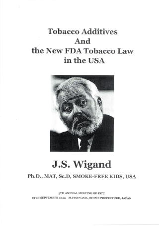 9月19日（日）第1日目特別講演「タバコの添加物及び連邦新タバコ対策法について」J.Wigand博士資料